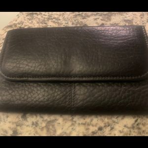 Coach black matte leather wallet